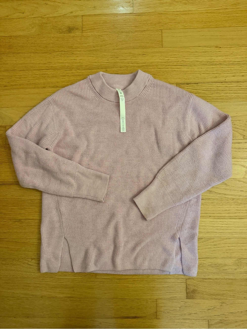 Lululemon Ribbed Merino Wool Blend Crewneck Sweater Size 2 Mauve Pink